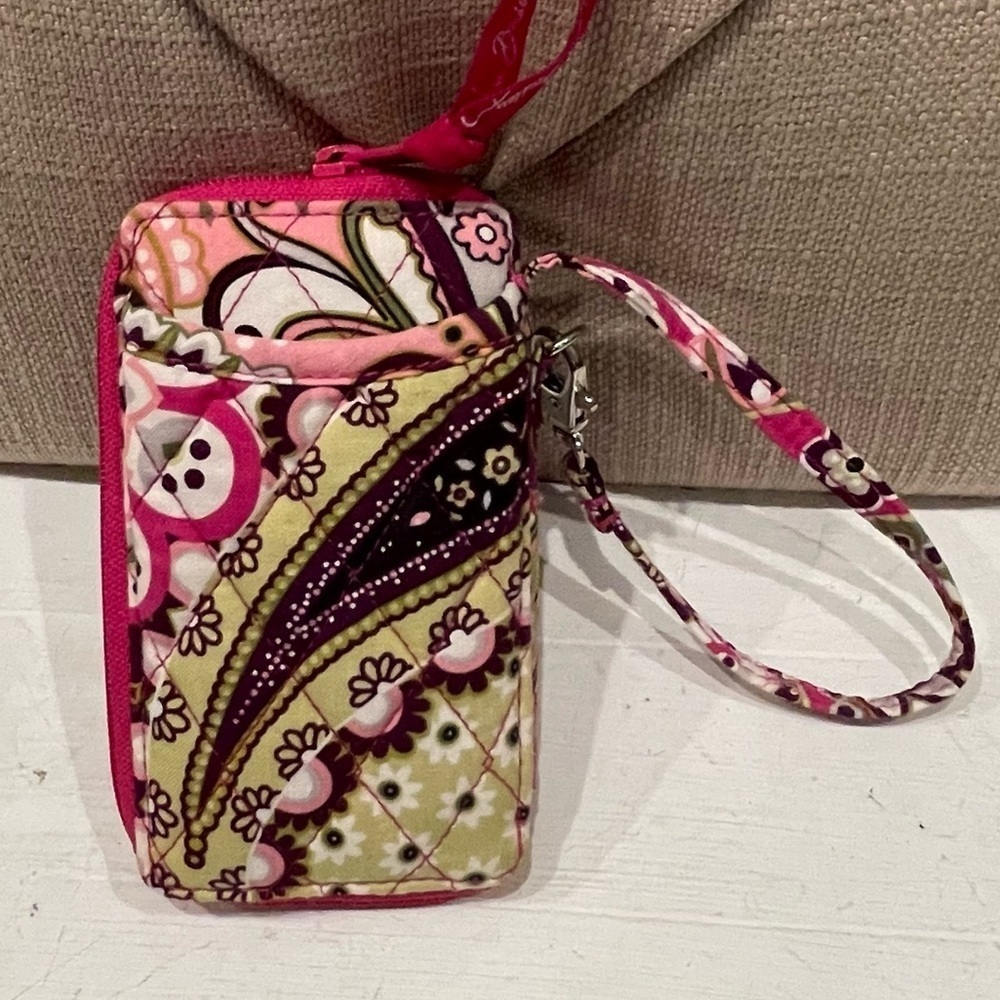 VERA BRADLEY Petite Zip Around Wallet - Pink White And Green Tones - Picture 2 of 7